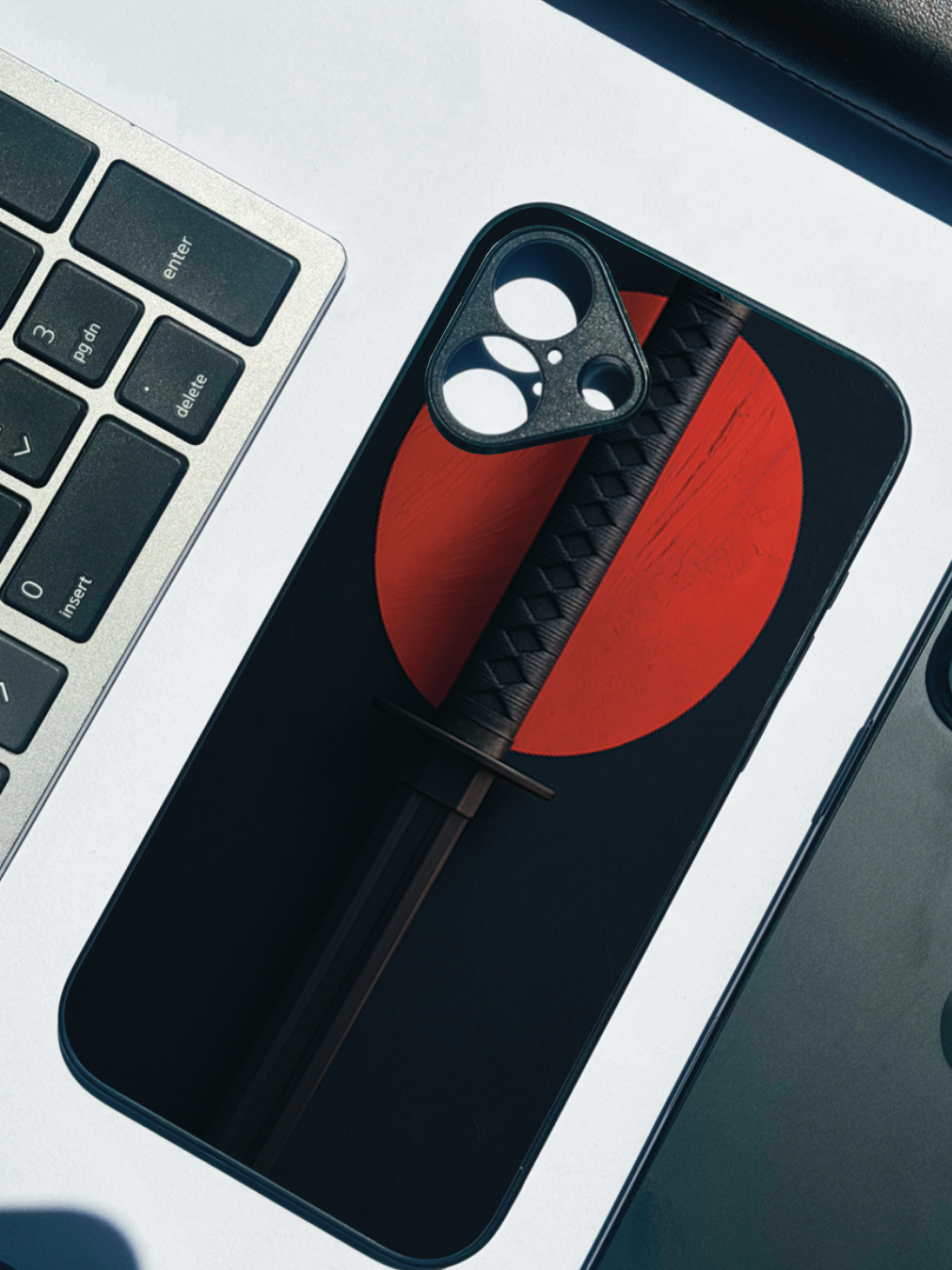 Katana Abstract Shot Theme Premium Glass Back Cover For iPhone 11,12,13,14,15,16 Models