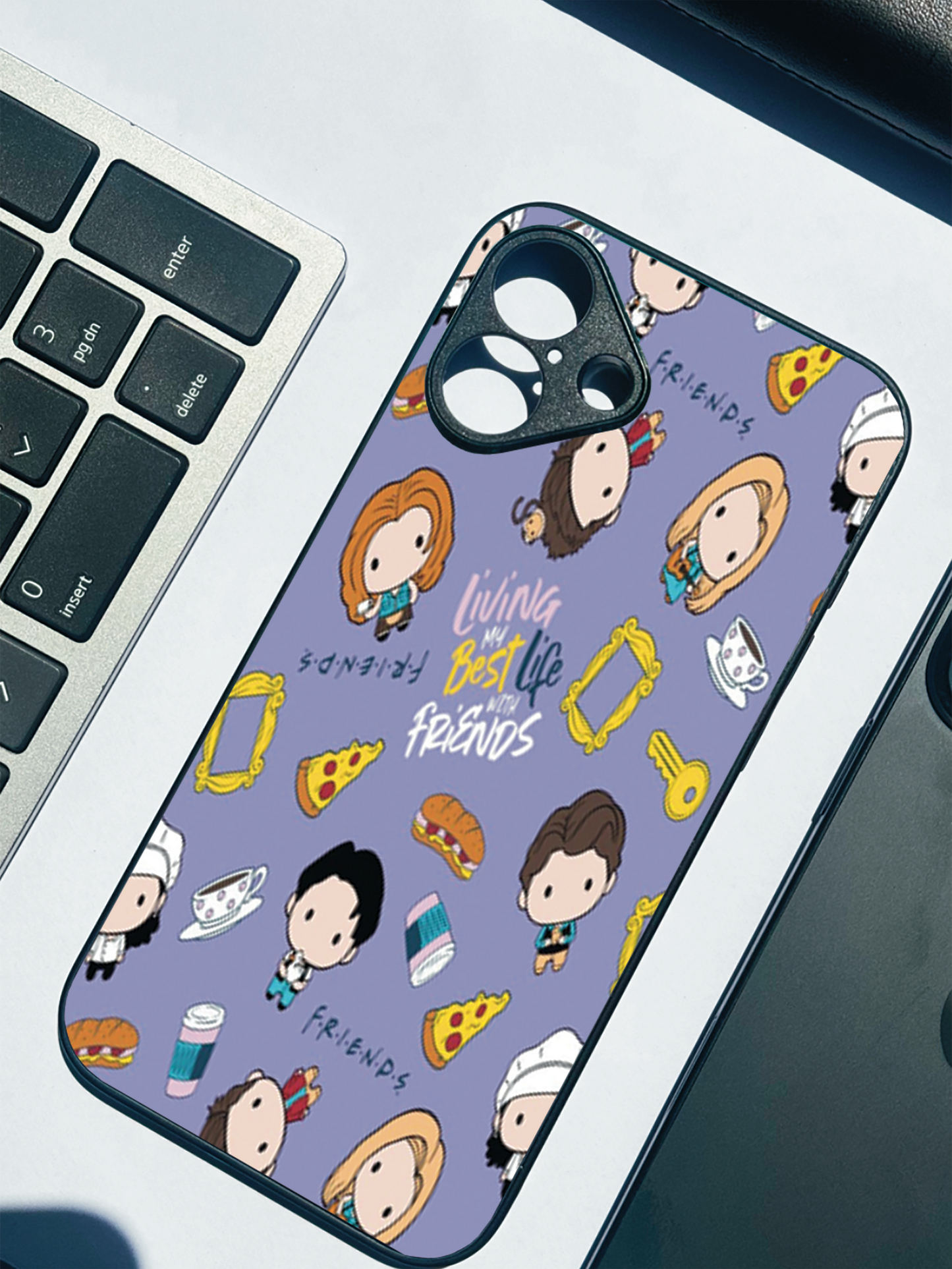 Mini FRIENDS Premium Glass Back Cover For iPhone 11,12,13,14,15,16 Models