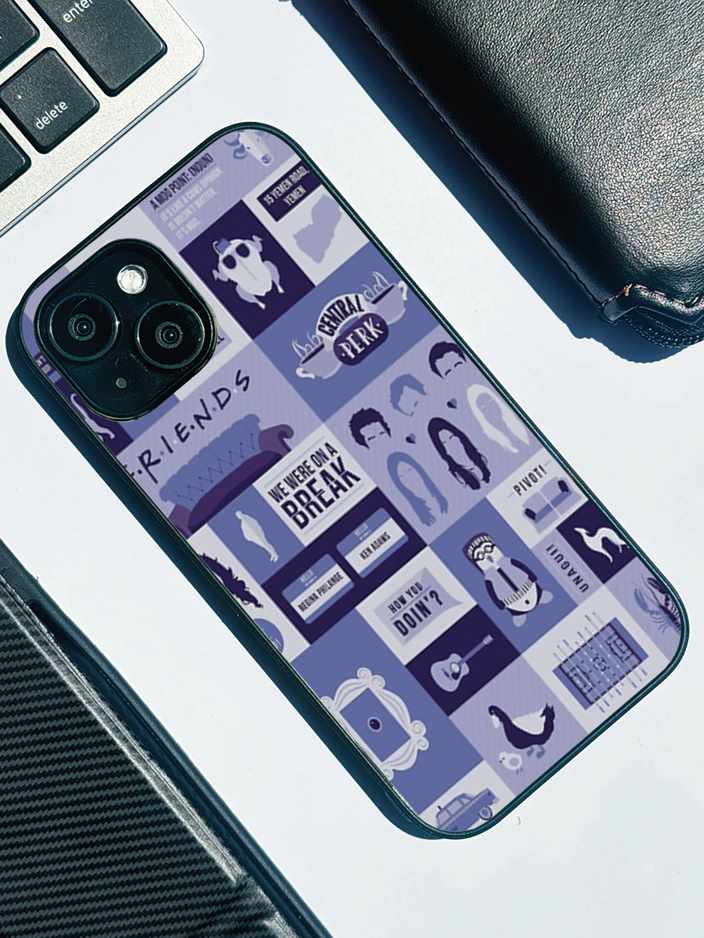 The Icon Grid Premium Glass Back Cover For iPhone 11,12,13,14,15,16 Models