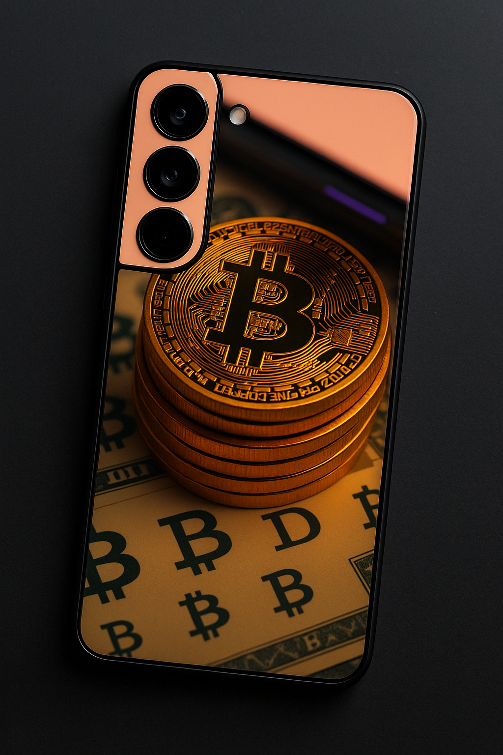 Bitcoin Blaze Premium Glass Back Cover For Galaxy S22, S23, S24, S25 Models