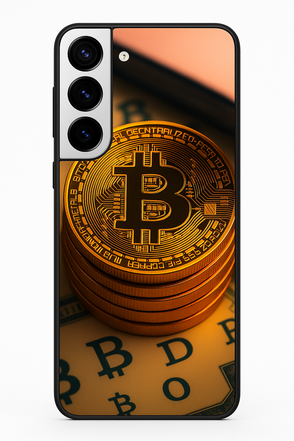 Bitcoin Blaze Premium Glass Back Cover For Galaxy S22, S23, S24, S25 Models