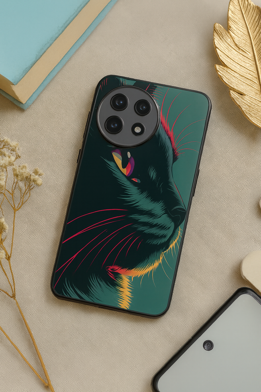 Kitty Abstract Premium Glass Back Cover For One Plus 13, 12, 11, 10, Nord Series