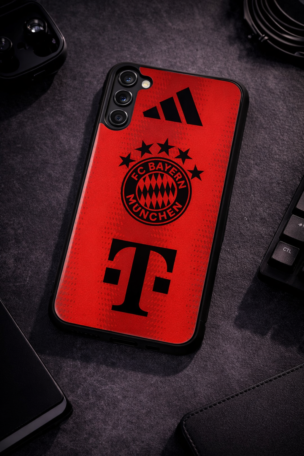 red armour Premium Glass Back Cover For Galaxy S, A, M & F Series