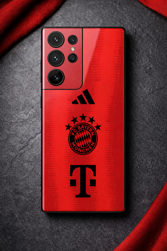 red armour Premium Glass Back Cover For Galaxy S, A, M & F Series