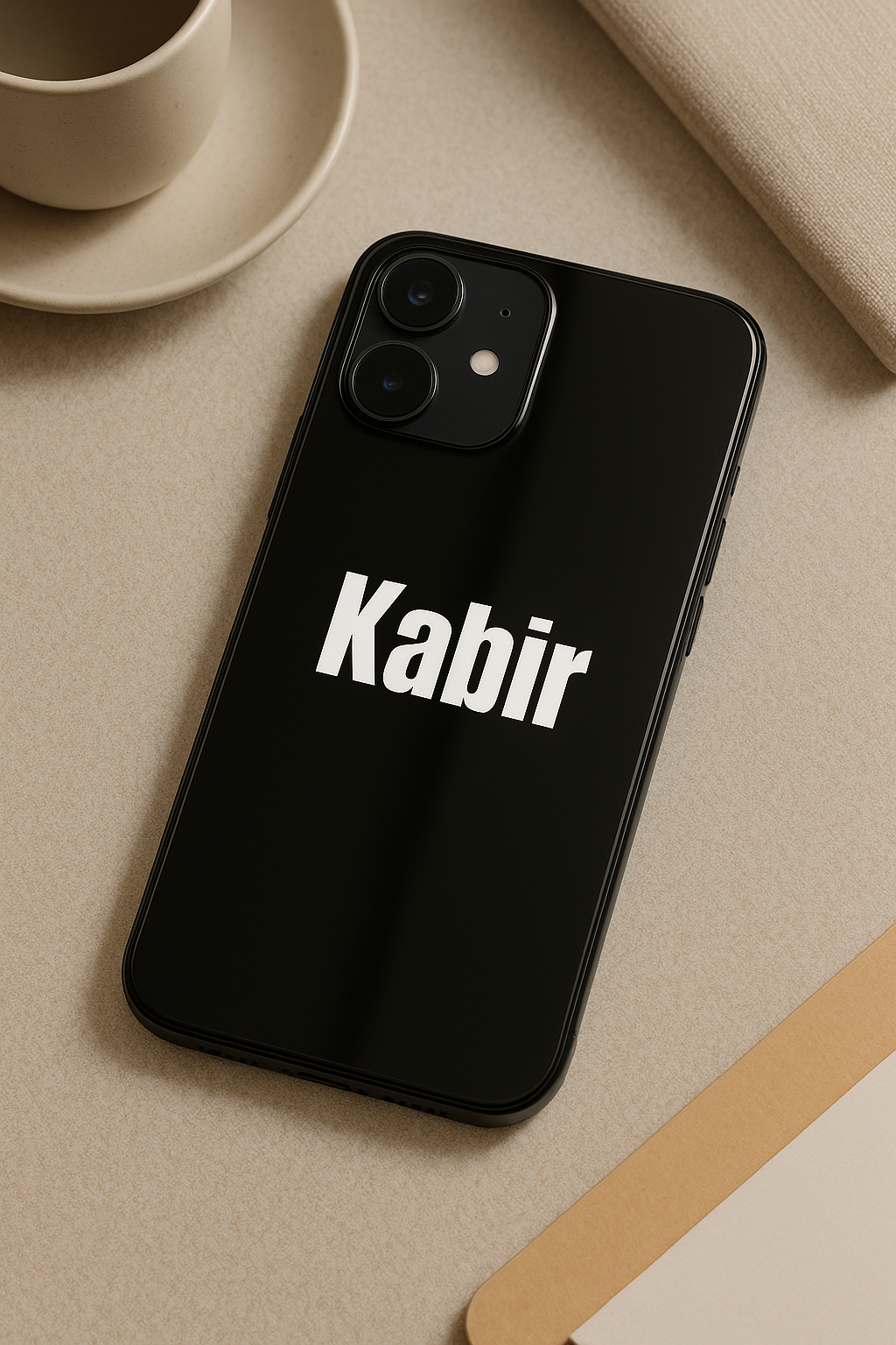 Minimal Luxe Personalised Name Premium Glass Back Cover For iPhone 11,12,13,14,15,16 Models