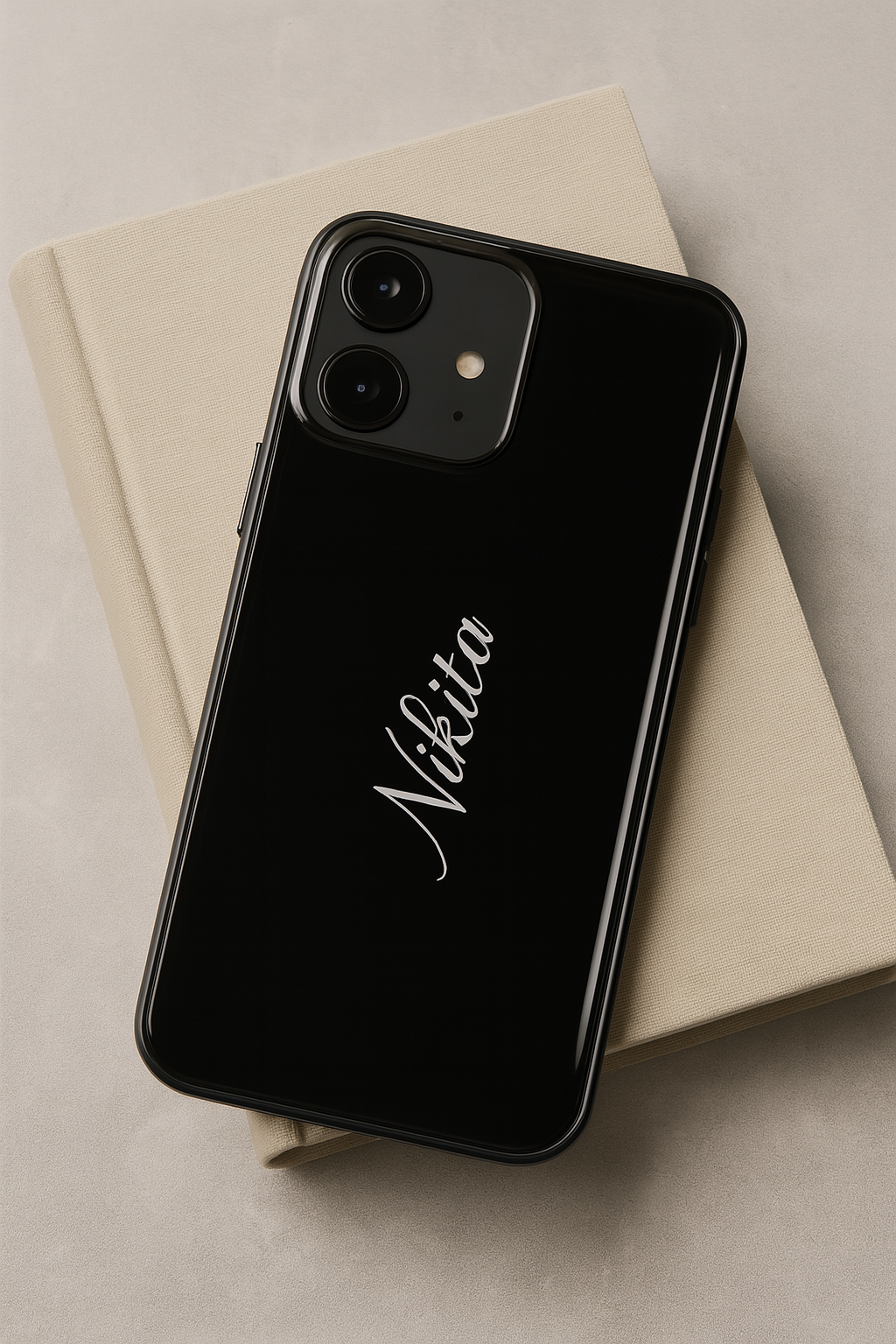 Minimal Luxe Personalised Name Premium Glass Back Cover For iPhone 11,12,13,14,15,16 Models