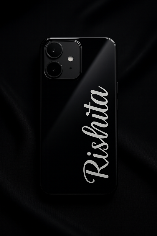 Minimal Luxe Personalised Name Premium Glass Back Cover For iPhone 11,12,13,14,15,16 Models