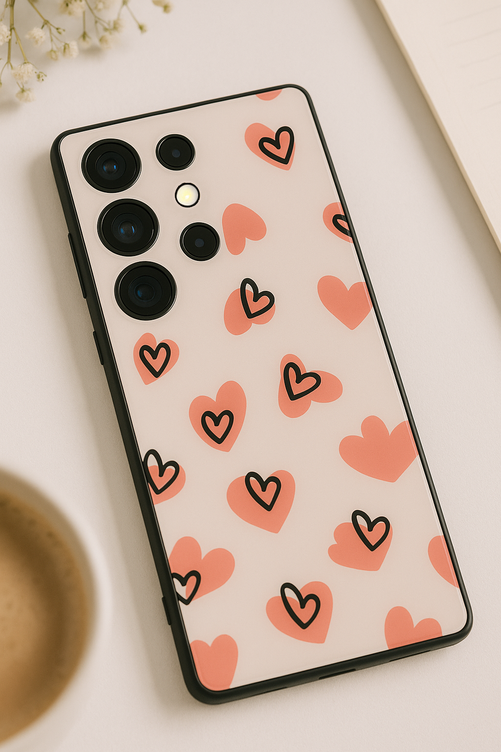 Benji Hearts Premium Glass Back Cover For Galaxy S22, S23, S24, S25 Models