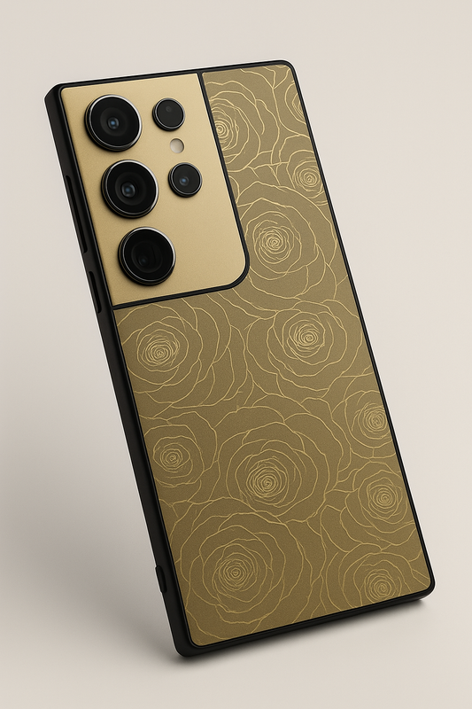 Golden Petal Premium Glass Back Cover For Galaxy S22, S23, S24, S25 Models