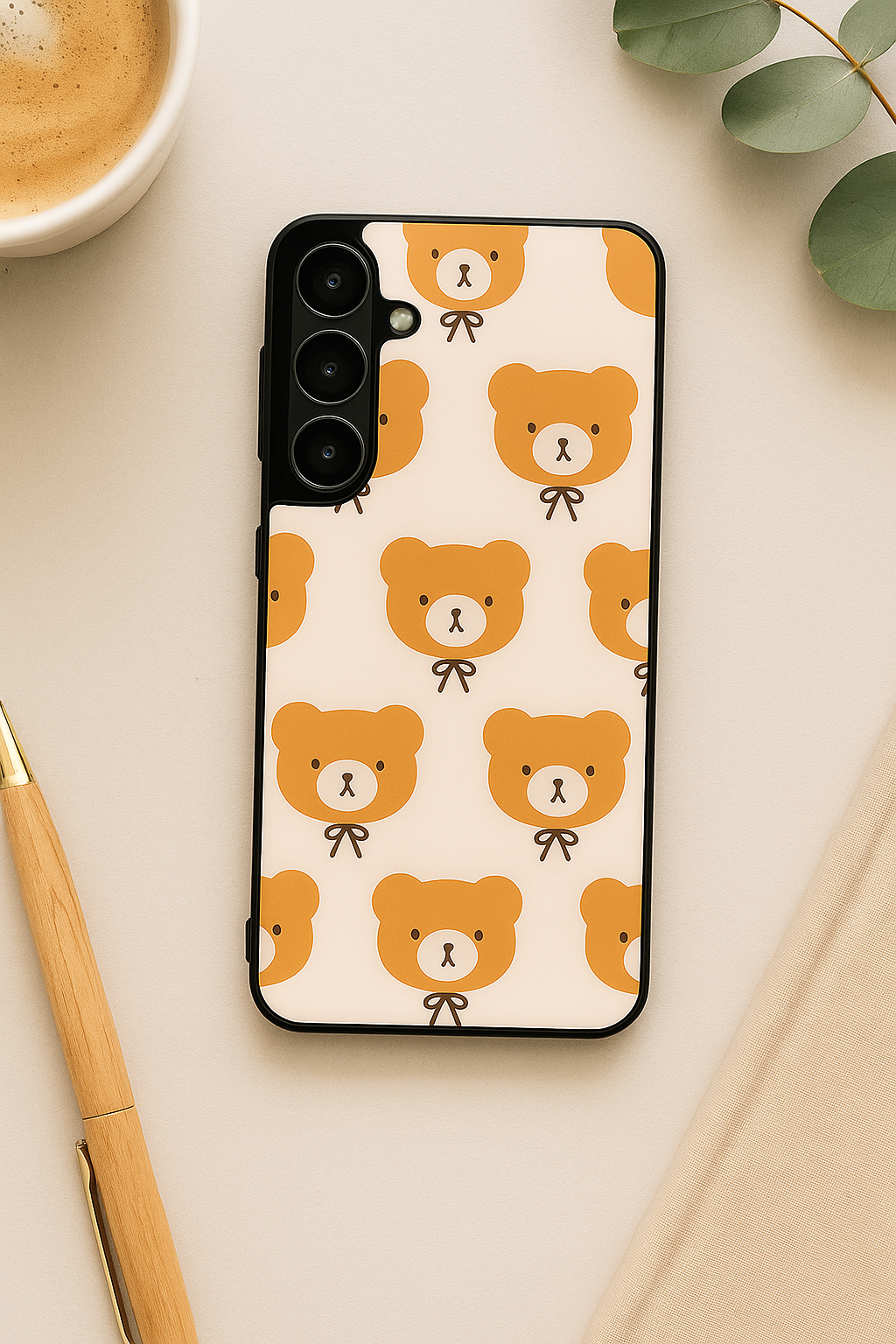 Hello Teddy Premium Glass Back Cover For Galaxy S22, S23, S24, S25 Models
