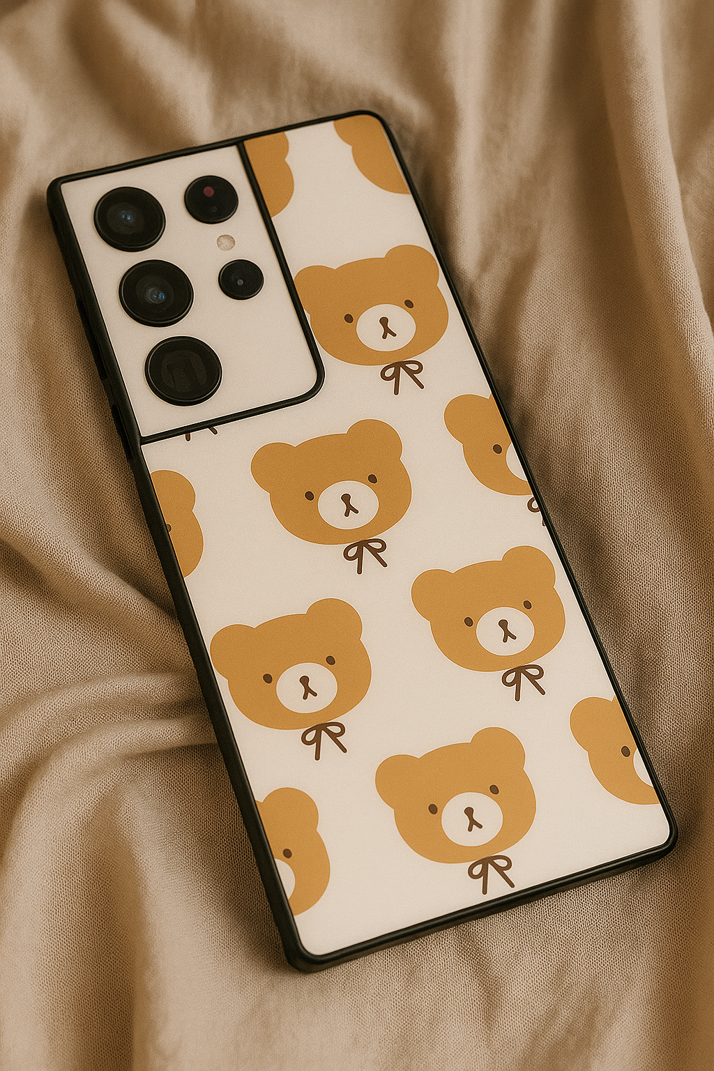 Hello Teddy Premium Glass Back Cover For Galaxy S22, S23, S24, S25 Models