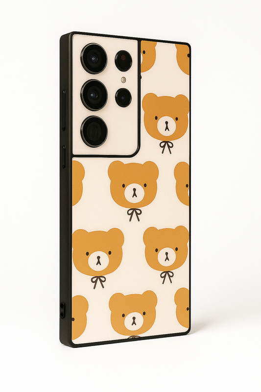 Hello Teddy Premium Glass Back Cover For Galaxy S22, S23, S24, S25 Models