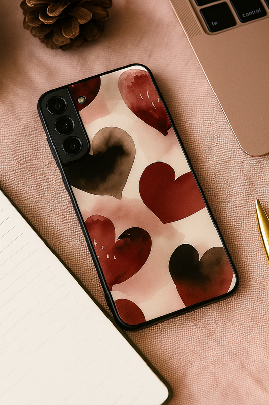 Watery Hearts Premium Glass Back Cover For Galaxy S22, S23, S24, S25 Models