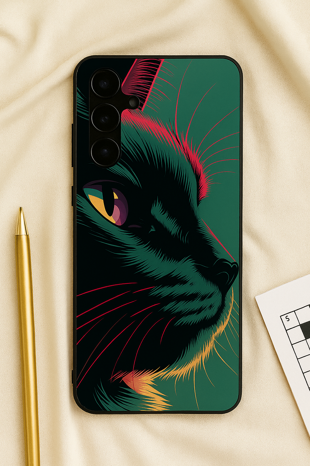 Kitty Abstract Premium Glass Back Cover For Galaxy S22, S23, S24, S25 Models