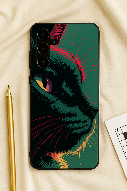 Kitty Abstract Premium Glass Back Cover For Galaxy S22, S23, S24, S25 Models