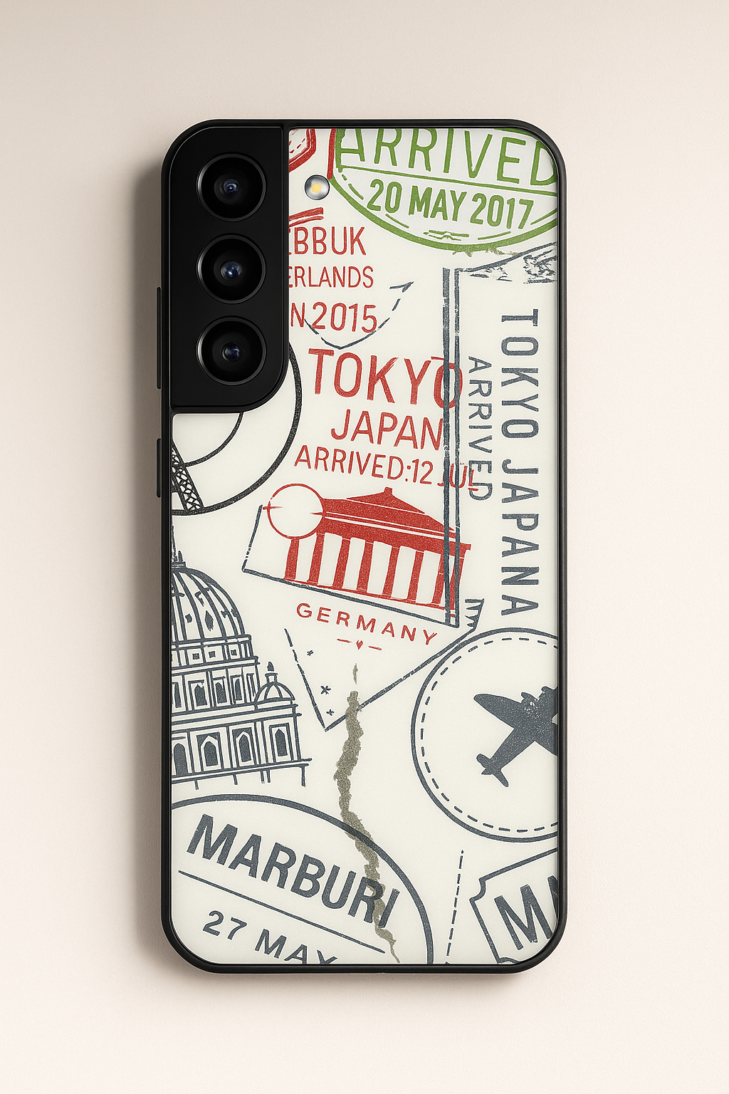 I Love Travelling Premium Glass Back Cover For Galaxy S22, S23, S24, S25 Models