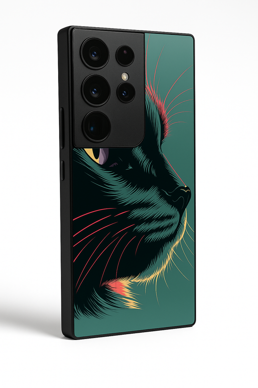 Kitty Abstract Premium Glass Back Cover For Galaxy S22, S23, S24, S25 Models