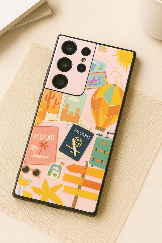 Travel Freak Premium Glass Back Cover For Galaxy S22, S23, S24, S25 Models