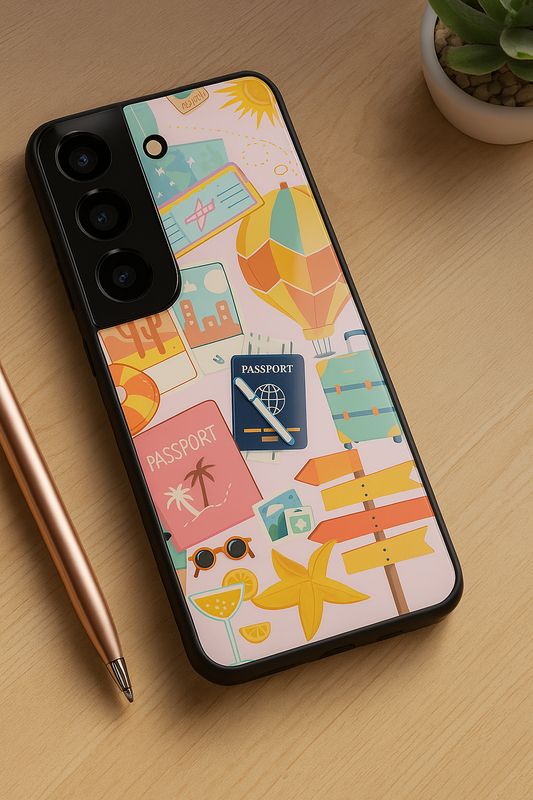 Travel Freak Premium Glass Back Cover For Galaxy S22, S23, S24, S25 Models