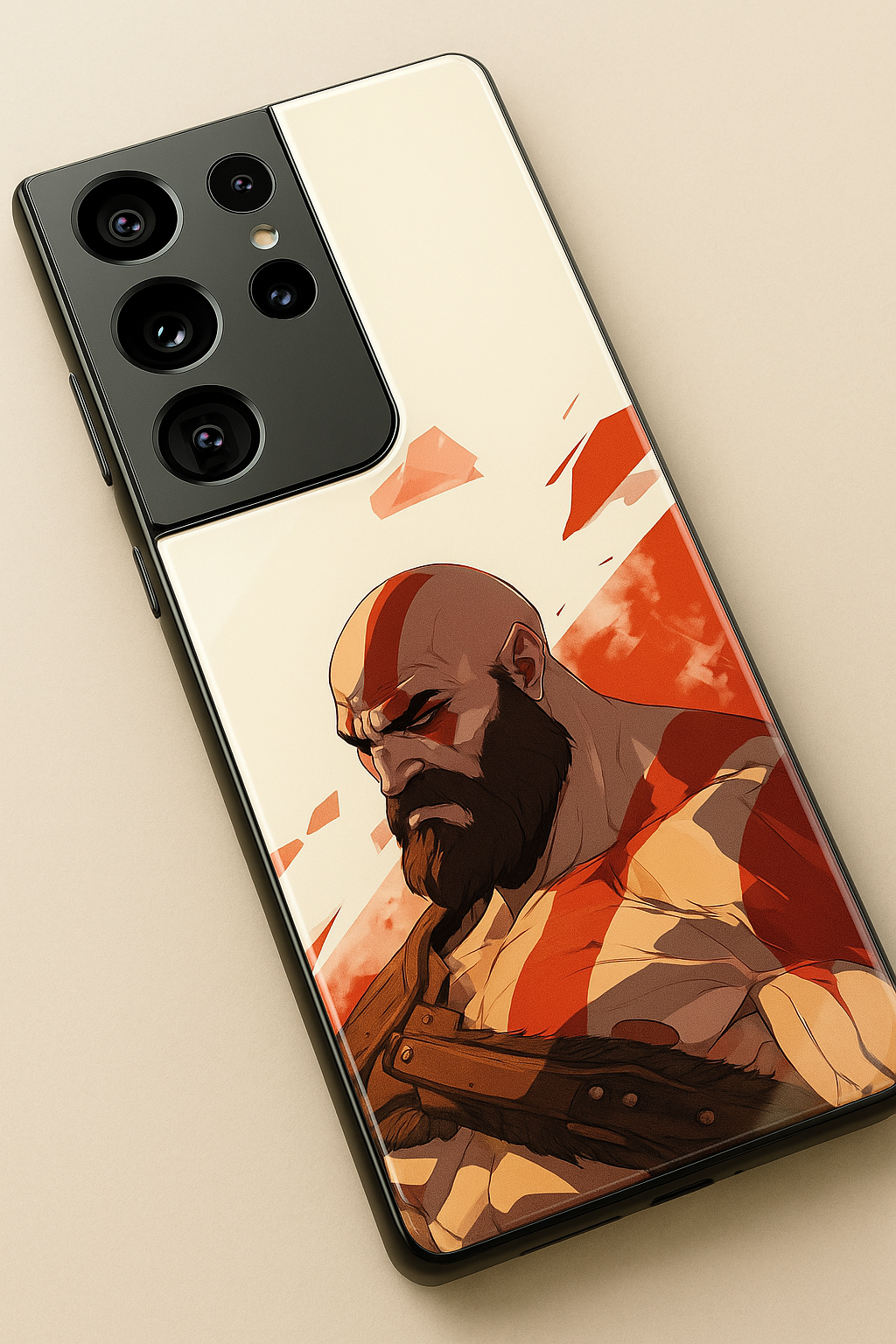I am Kratos Premium Glass Back Cover For Galaxy S22, S23, S24, S25 Models