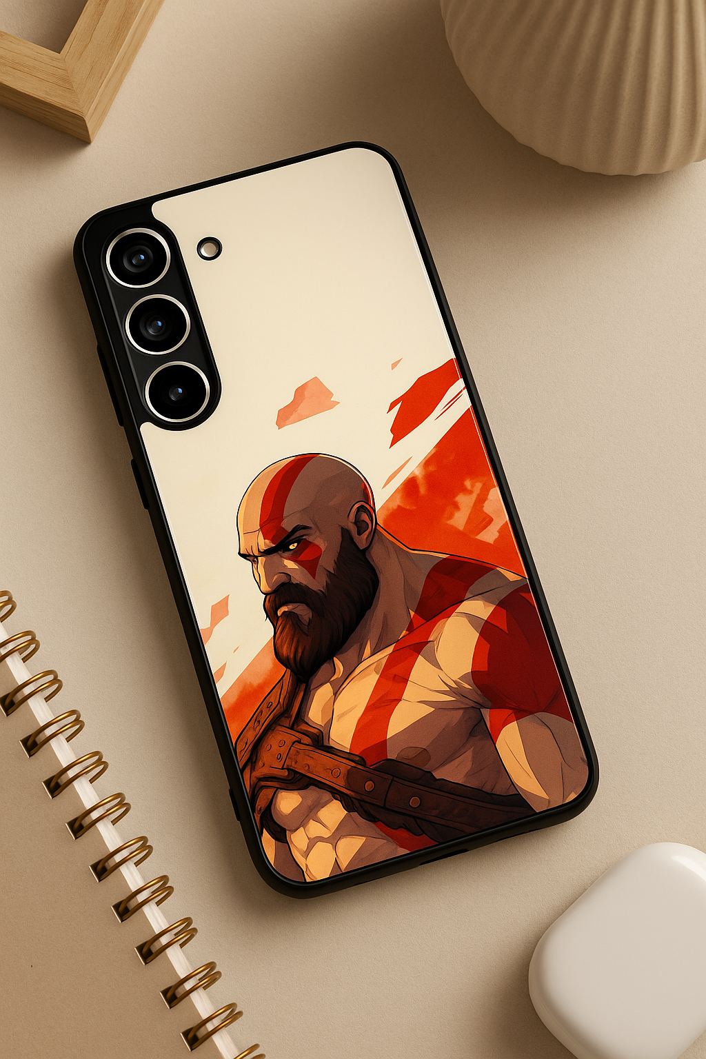 I am Kratos Premium Glass Back Cover For Galaxy S22, S23, S24, S25 Models