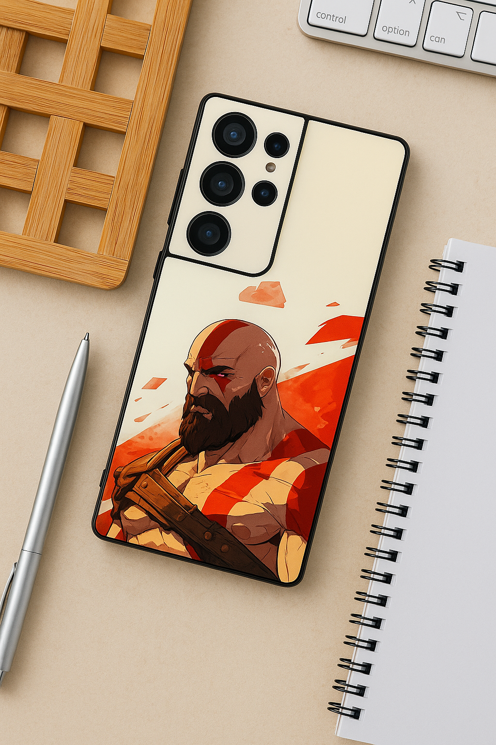 I am Kratos Premium Glass Back Cover For Galaxy S22, S23, S24, S25 Models