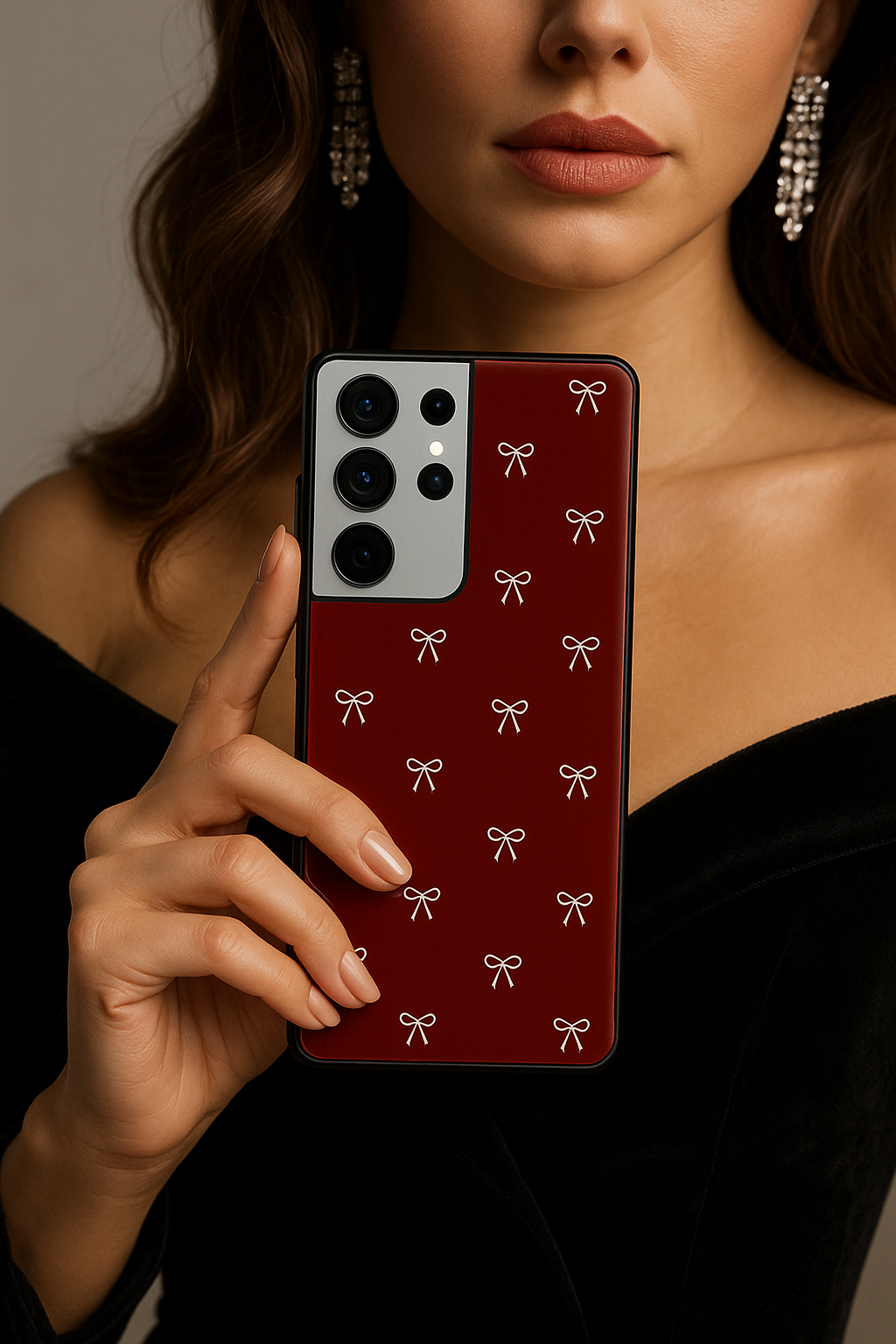 Scarlet Charm Bows Premium Glass Back Cover For Galaxy S22, S23, S24, S25 Models