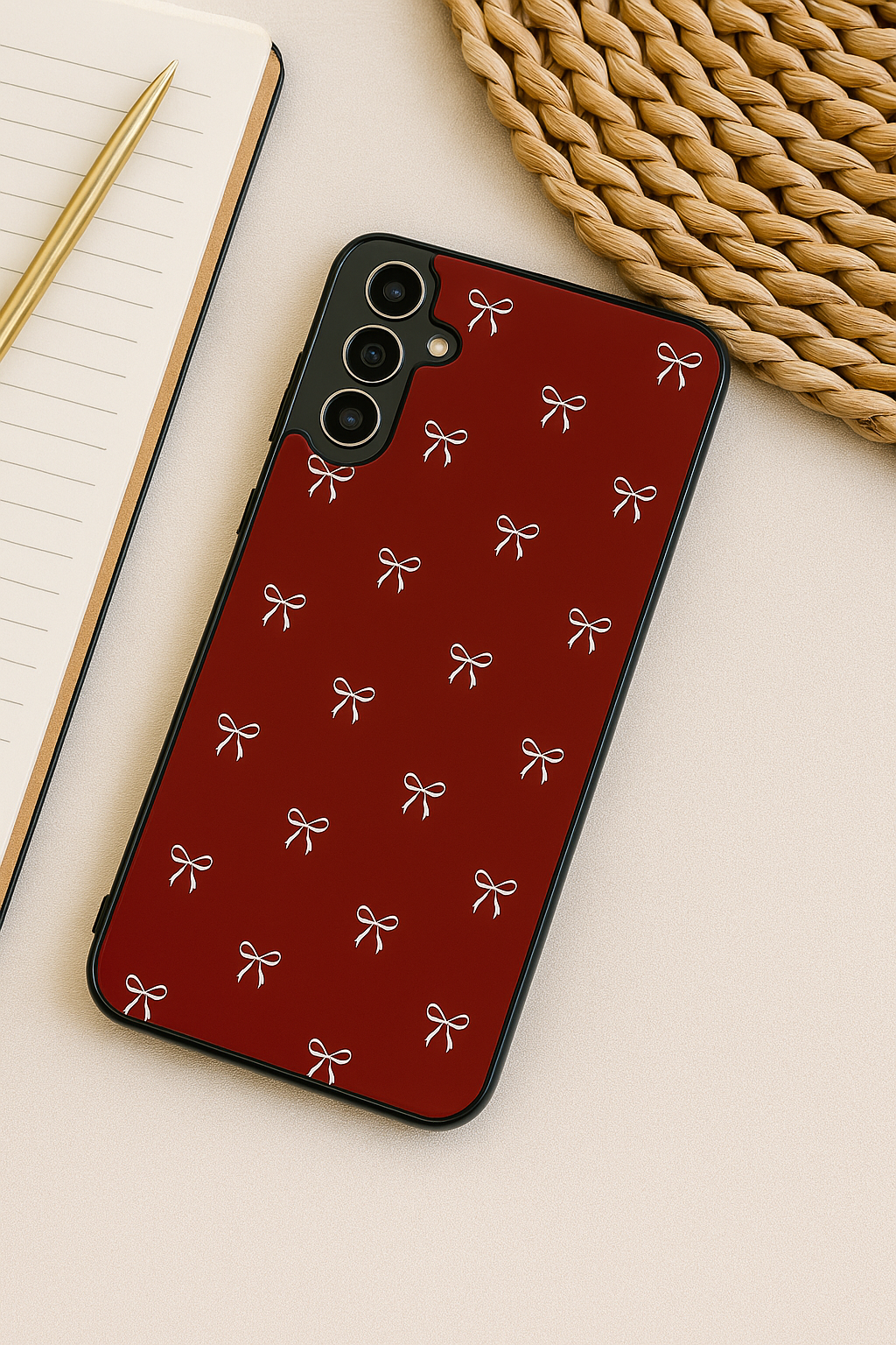 Scarlet Charm Bows Premium Glass Back Cover For Galaxy S22, S23, S24, S25 Models