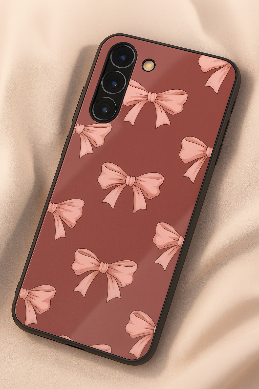 Blush Knots Premium Glass Back Cover For Galaxy S22, S23, S24, S25 Models