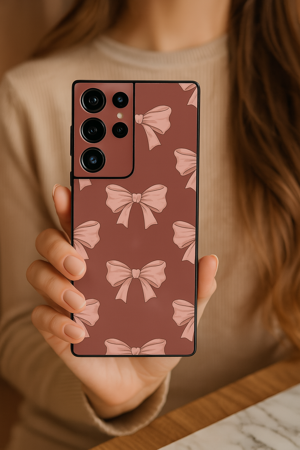 Blush Knots Premium Glass Back Cover For Galaxy S22, S23, S24, S25 Models
