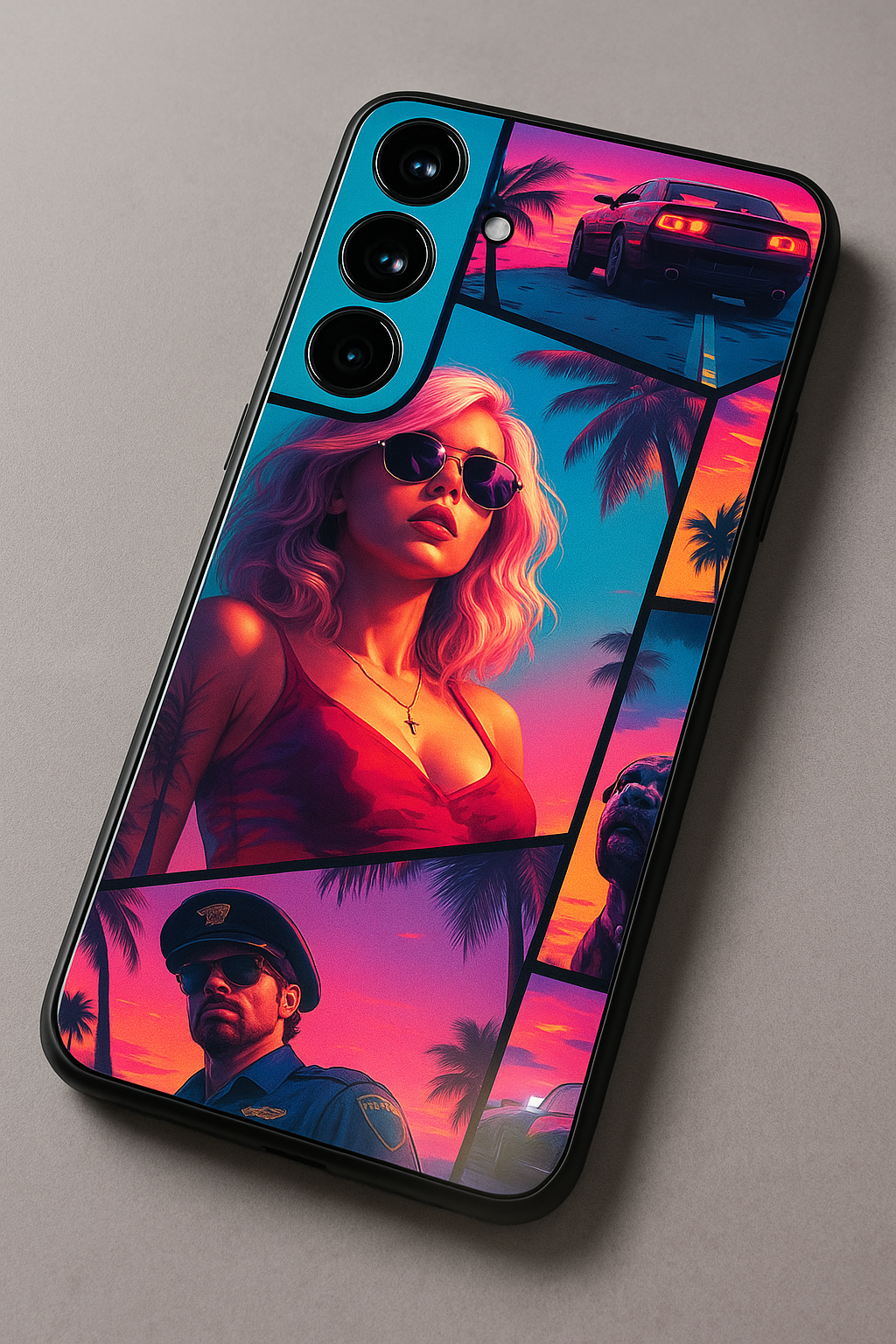 Lets Play GTA Premium Glass Back Cover For Galaxy S22, S23, S24, S25 Models