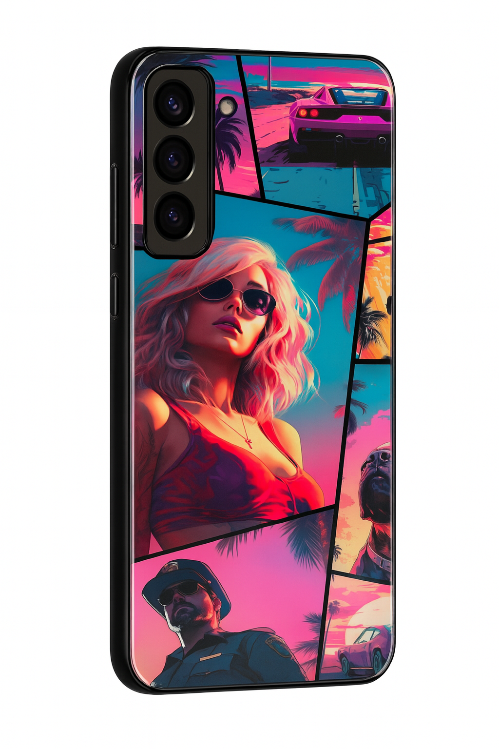 Lets Play GTA Premium Glass Back Cover For Galaxy S22, S23, S24, S25 Models