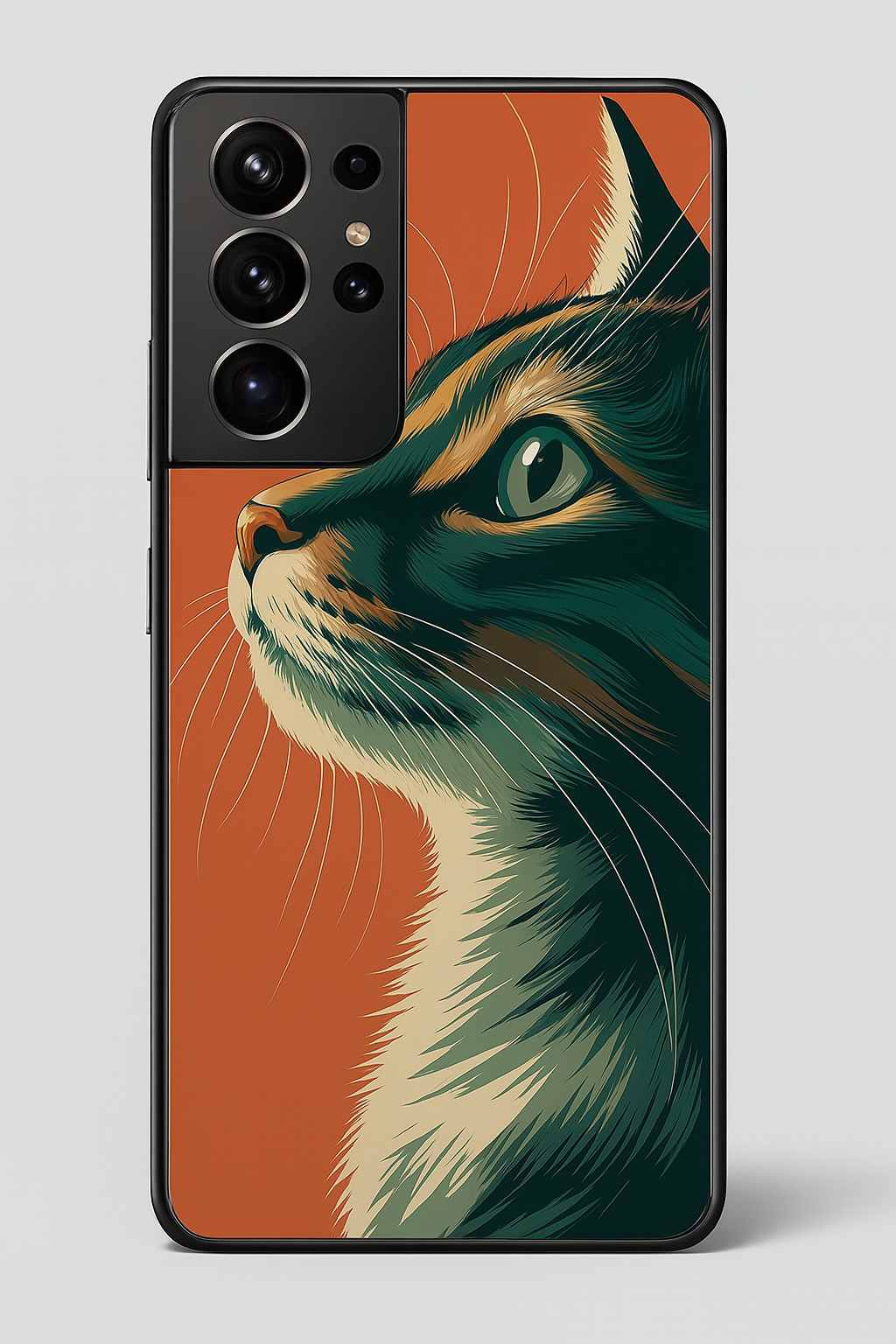 Cutie Cat Premium Glass Back Cover For Galaxy S, A, M & F Series