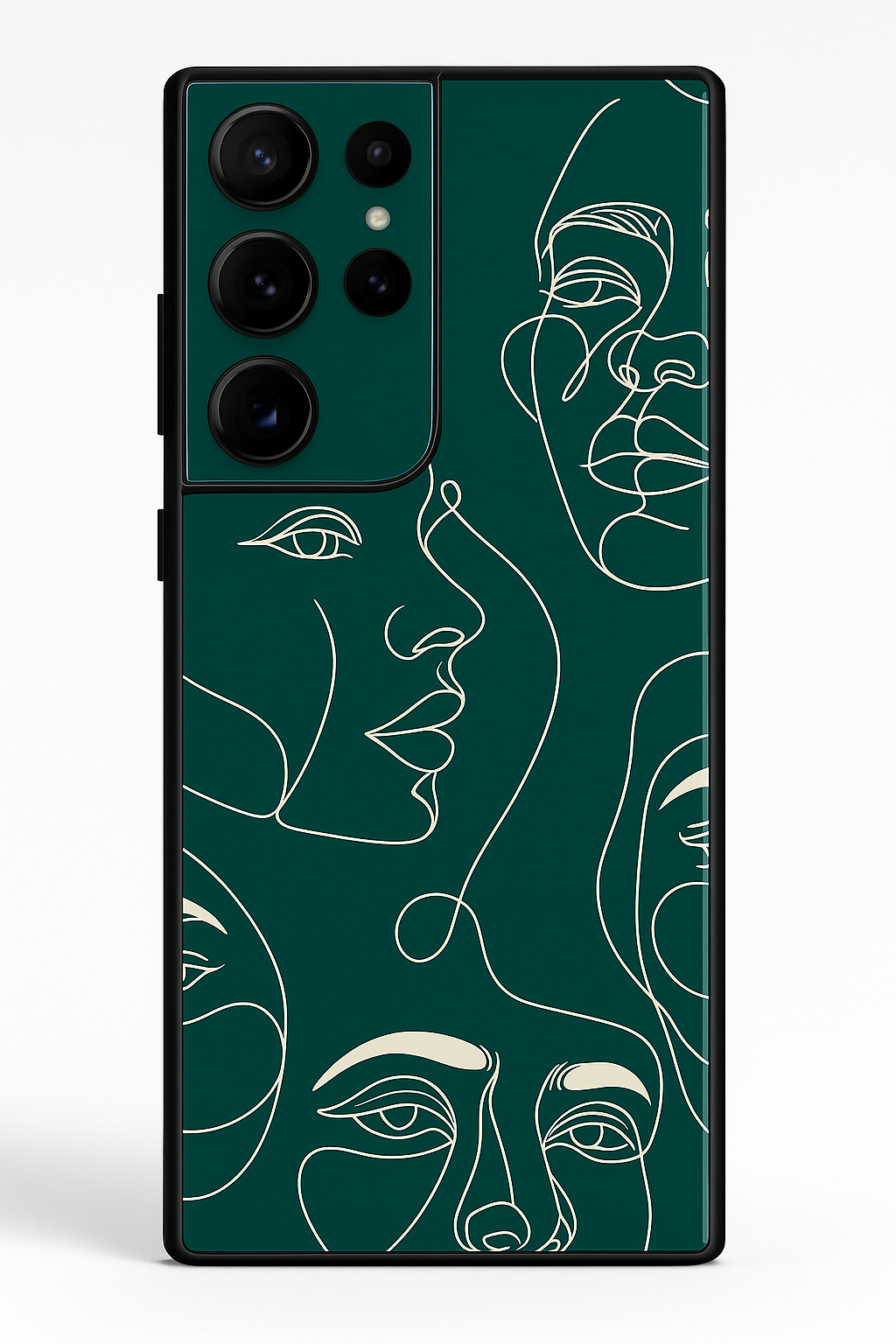 Line Art Lady Premium Glass Back Cover For Galaxy S22, S23, S24, S25 Models