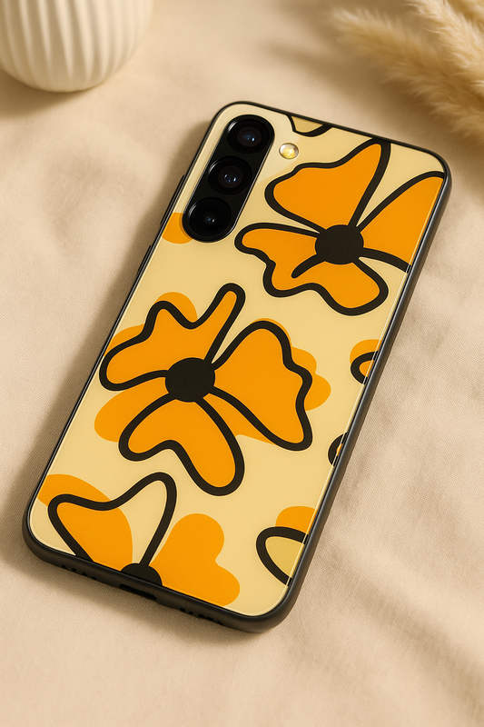 Crayon Petals  Premium Glass Back Cover For Galaxy S22, S23, S24, S25 Models