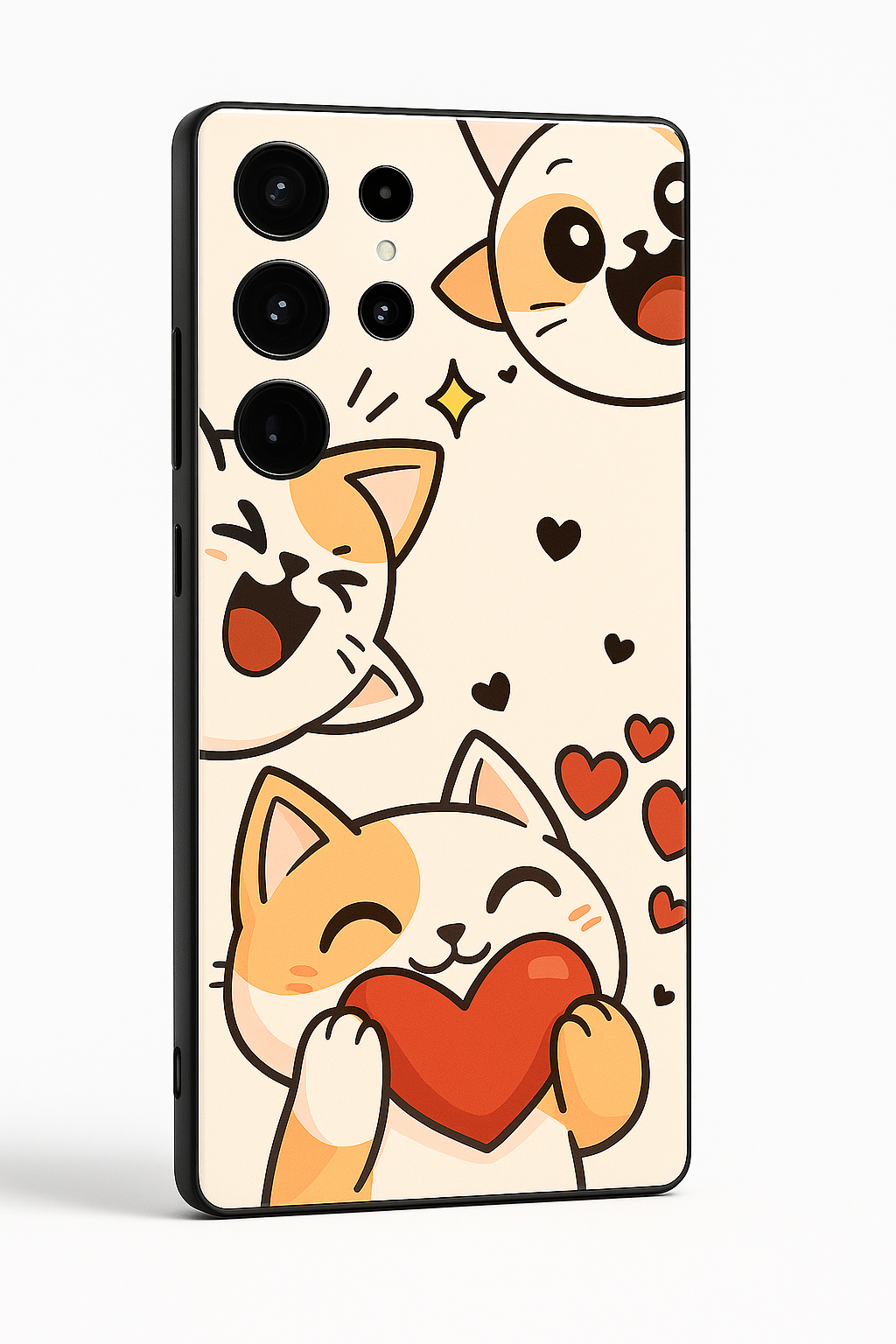Kitty Love Premium Glass Back Cover For Galaxy S, A, M & F Series