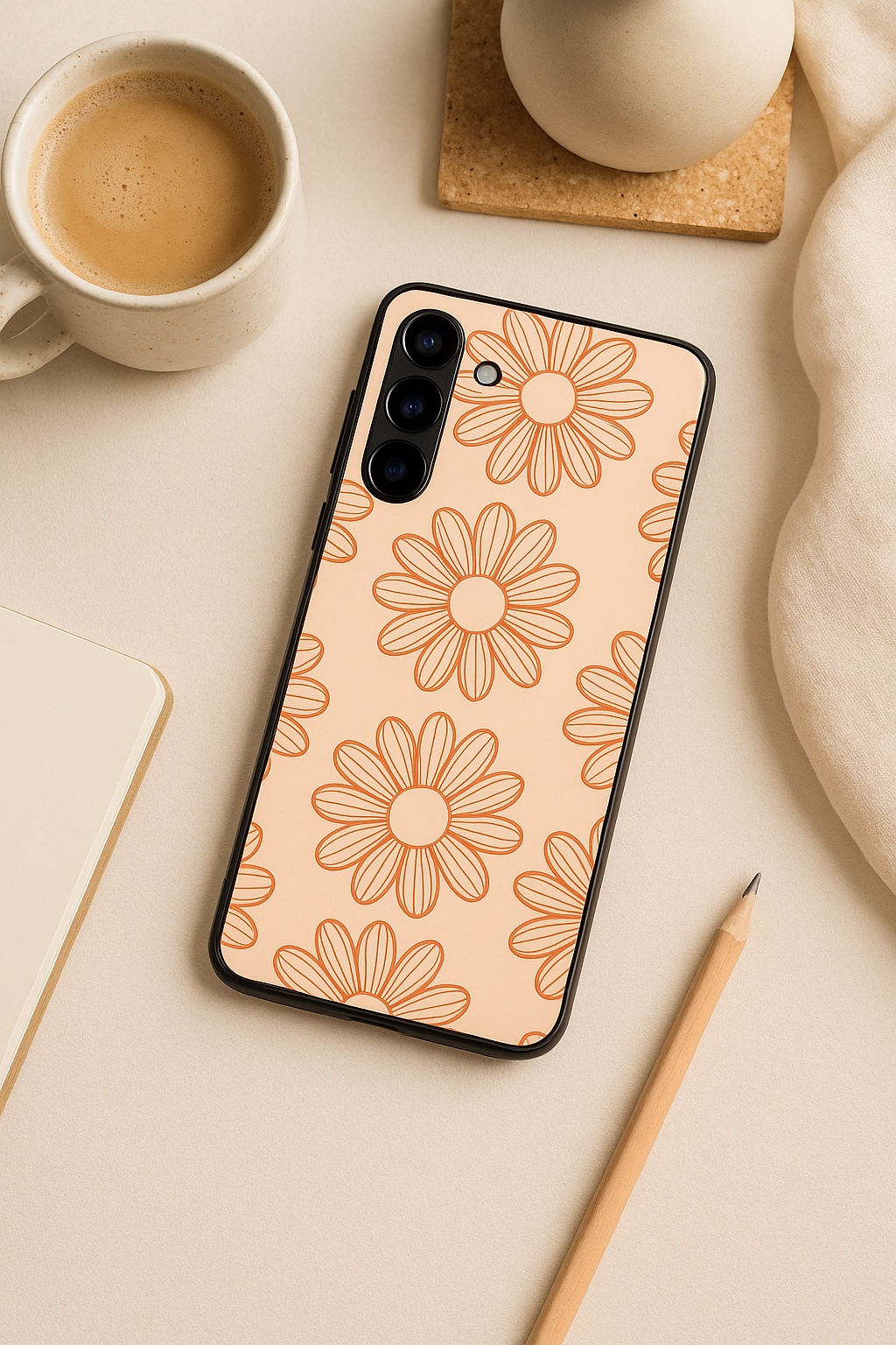 Sketch Petals Premium Glass Back Cover For Galaxy S22, S23, S24, S25 Models