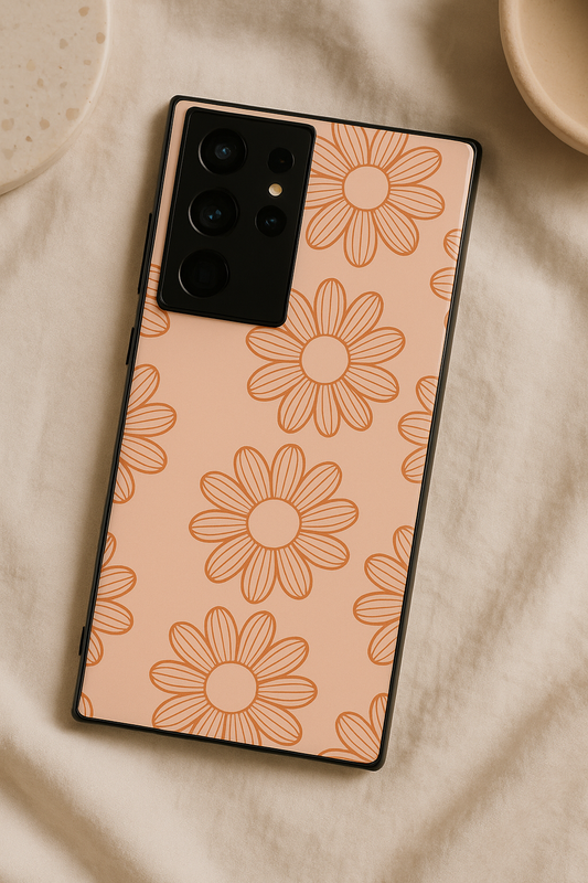 Sketch Petals Premium Glass Back Cover For Galaxy S22, S23, S24, S25 Models