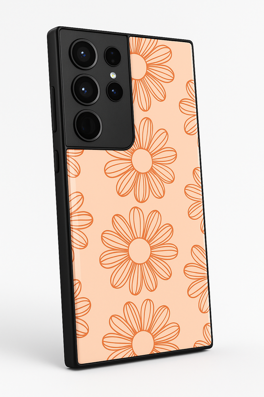 Sketch Petals Premium Glass Back Cover For Galaxy S22, S23, S24, S25 Models