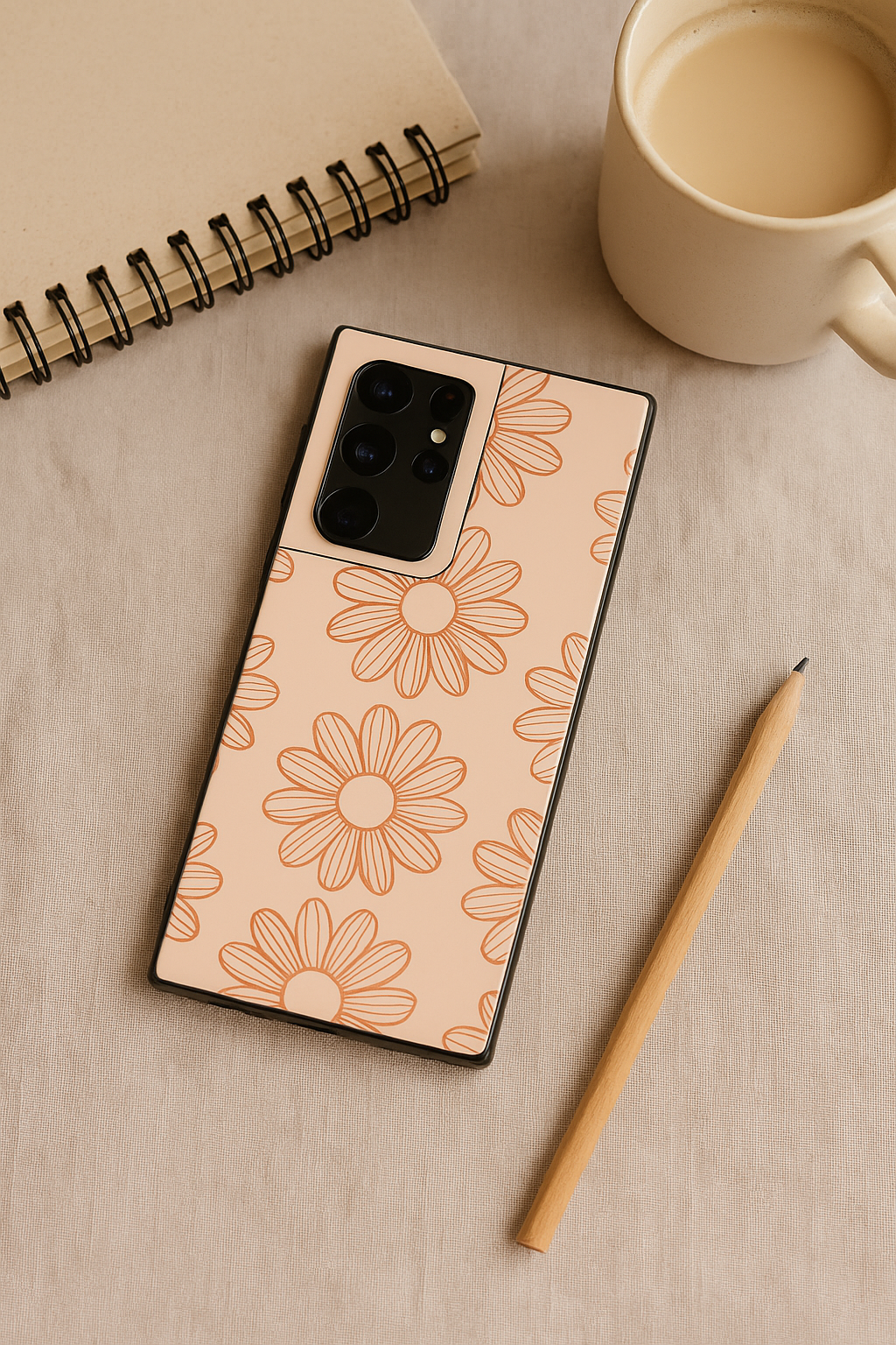 Sketch Petals Premium Glass Back Cover For Galaxy S22, S23, S24, S25 Models