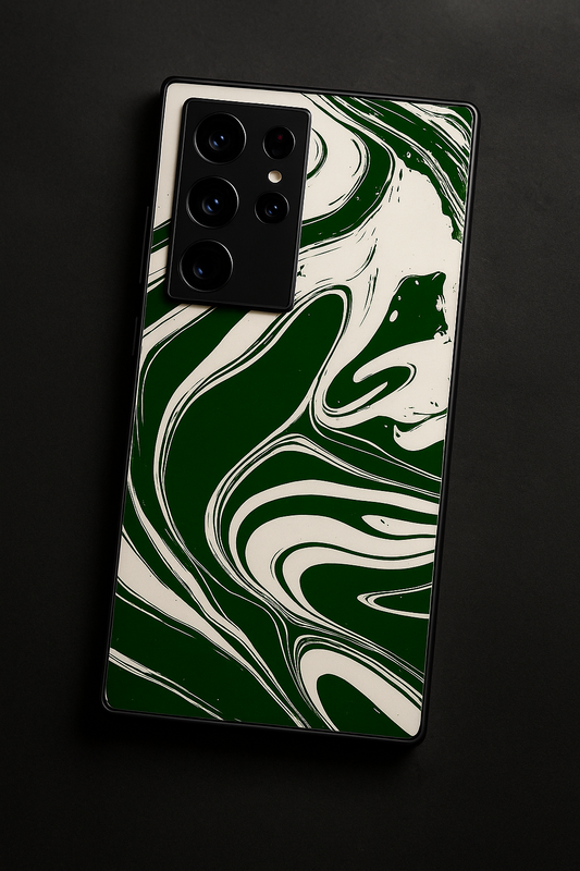 Grassy Marble Premium Glass Back Cover For Galaxy S22, S23, S24, S25 Models