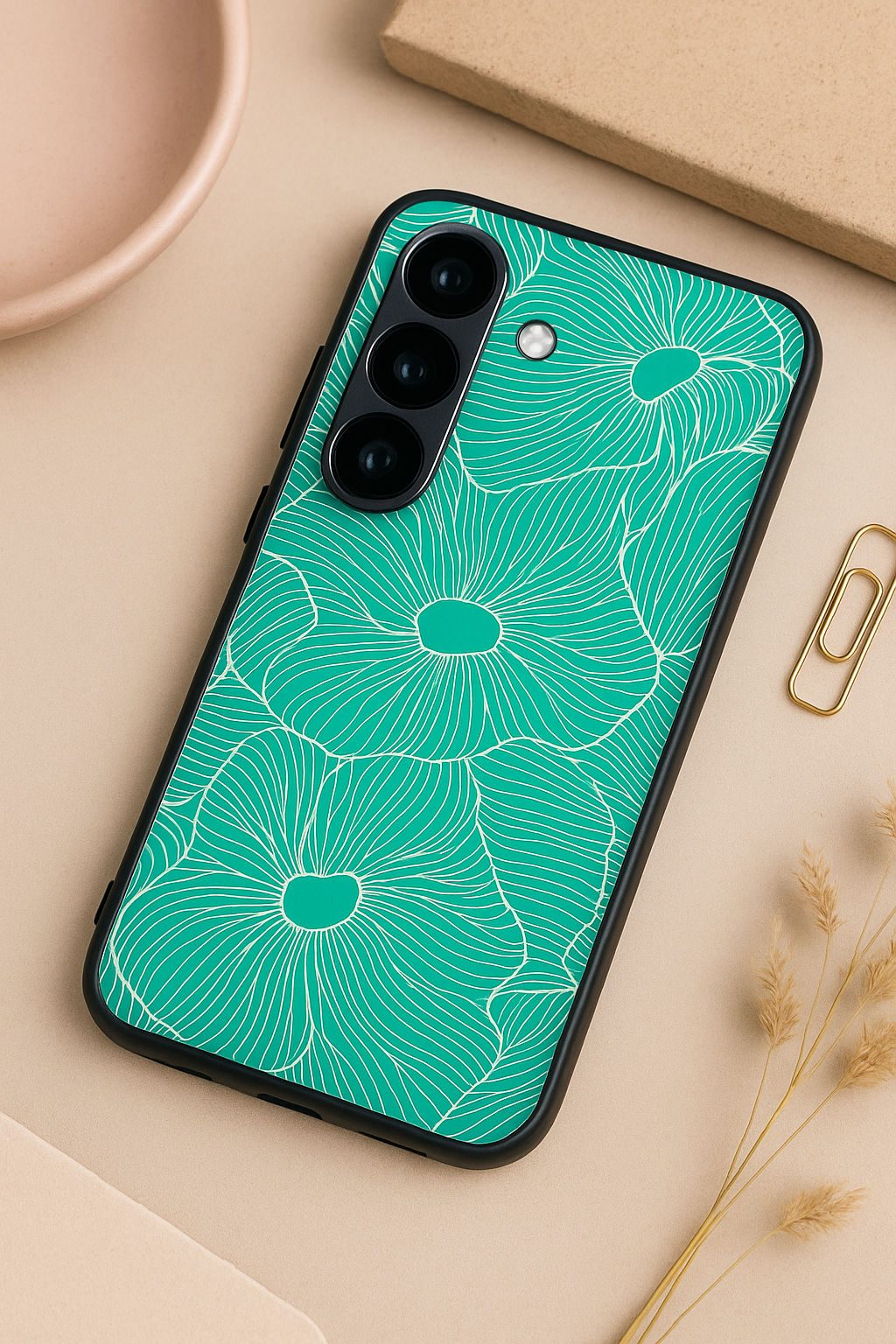 The Sketchy Petals Premium Glass Back Cover For Galaxy S22, S23, S24, S25 Models