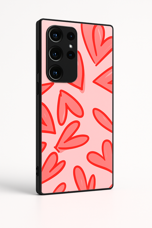 Love Doodles Premium Glass Back Cover For Galaxy S22, S23, S24, S25 Models
