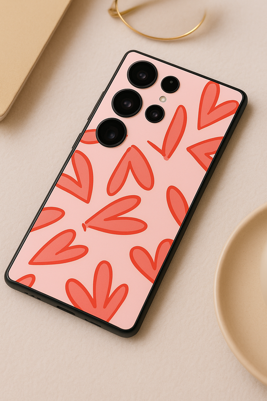 Love Doodles Premium Glass Back Cover For Galaxy S22, S23, S24, S25 Models