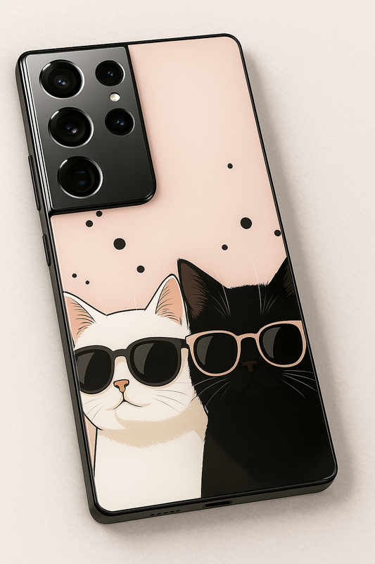 Dreamy Cat Premium Glass Back Cover For Galaxy S22, S23, S24, S25 Models
