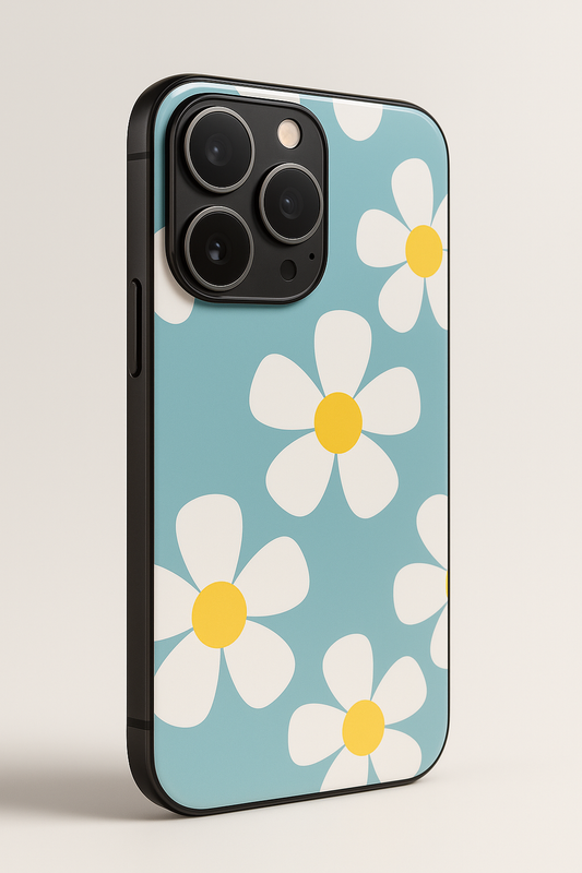 Daisy in Sea Premium Glass Back Cover For iPhone 11,12,13,14,15,16 Models