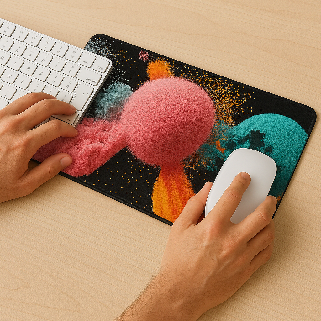 Printed Mouse Pad| Silicon Base | Abstract Color Balls Graphic | Available in Size - Small, Large