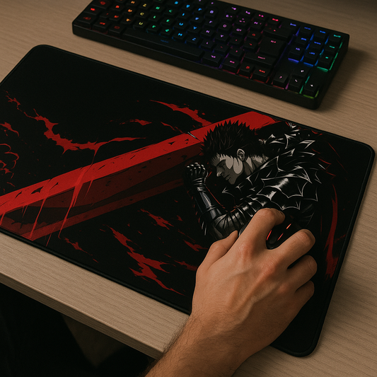 Printed Mouse Pad| Silicon Base | Anime  with Sword Graphic | Available in Size - Small, Large