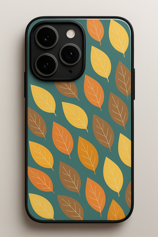 Leaf Pattern Premium Glass Back Cover For iPhone 11,12,13,14,15,16 Models