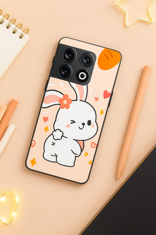 Bunny Pooh Premium Glass Back Cover For One Plus 13, 12, 11, 10, Nord Series